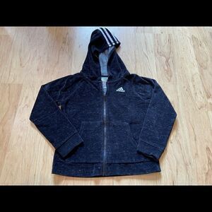 Kids Adidas full zip black velour hoodie